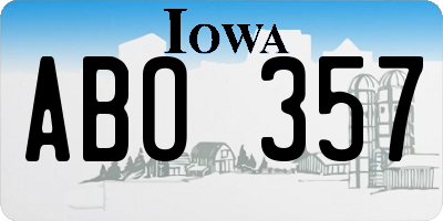 IA license plate ABO357