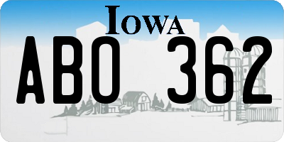 IA license plate ABO362