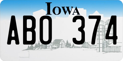 IA license plate ABO374