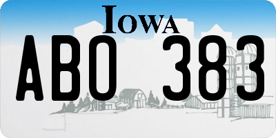 IA license plate ABO383