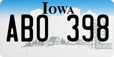 IA license plate ABO398