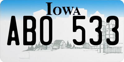 IA license plate ABO533