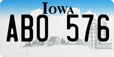 IA license plate ABO576