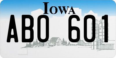 IA license plate ABO601