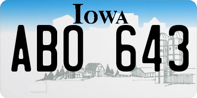 IA license plate ABO643