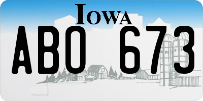 IA license plate ABO673