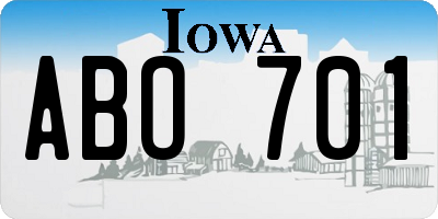 IA license plate ABO701