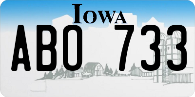 IA license plate ABO733