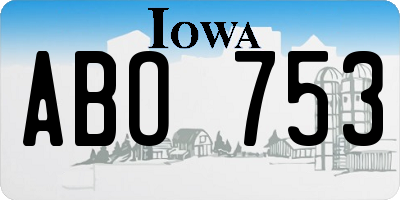 IA license plate ABO753