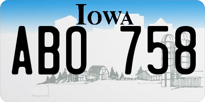 IA license plate ABO758