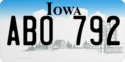 IA license plate ABO792