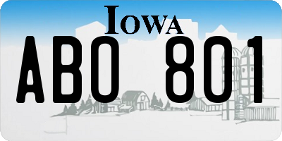 IA license plate ABO801