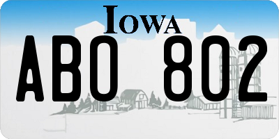 IA license plate ABO802
