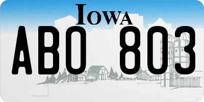 IA license plate ABO803