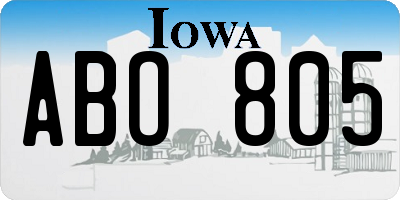 IA license plate ABO805