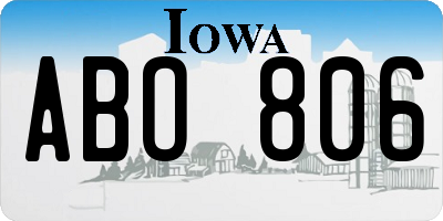 IA license plate ABO806