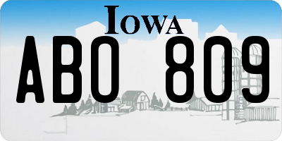 IA license plate ABO809