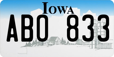 IA license plate ABO833