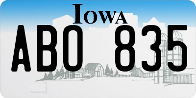 IA license plate ABO835