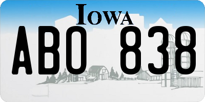 IA license plate ABO838