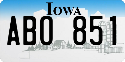 IA license plate ABO851