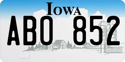 IA license plate ABO852