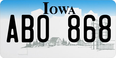 IA license plate ABO868