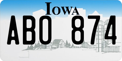 IA license plate ABO874