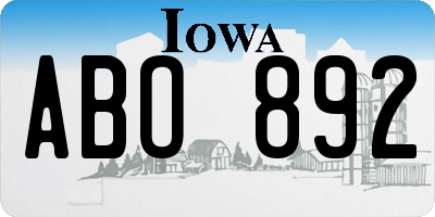 IA license plate ABO892