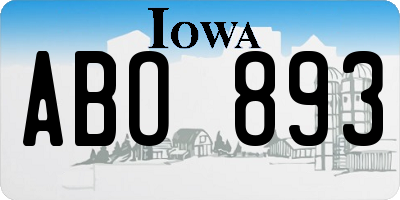 IA license plate ABO893