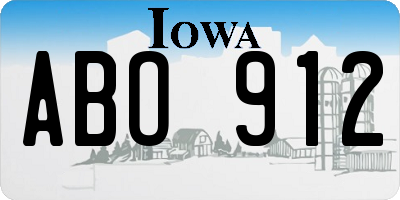 IA license plate ABO912