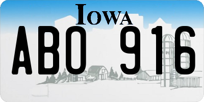 IA license plate ABO916