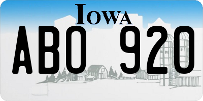 IA license plate ABO920
