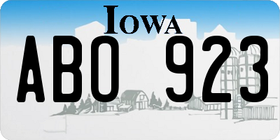 IA license plate ABO923