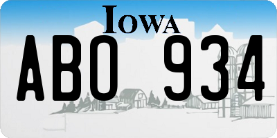 IA license plate ABO934
