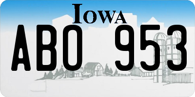 IA license plate ABO953