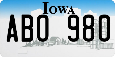 IA license plate ABO980