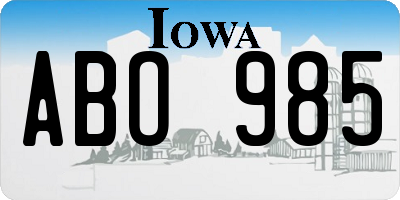 IA license plate ABO985