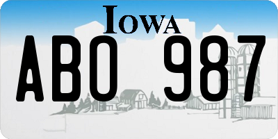 IA license plate ABO987