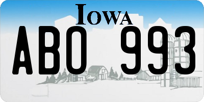 IA license plate ABO993