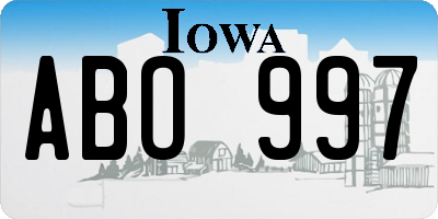 IA license plate ABO997