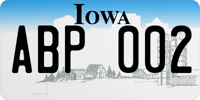 IA license plate ABP002