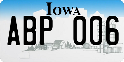 IA license plate ABP006