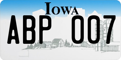 IA license plate ABP007