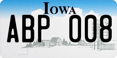 IA license plate ABP008