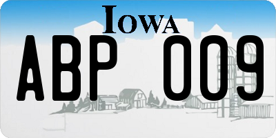 IA license plate ABP009