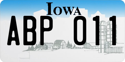 IA license plate ABP011
