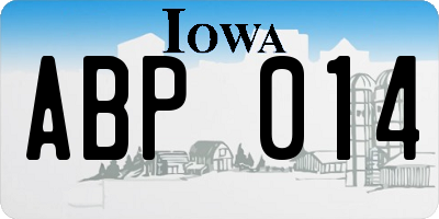 IA license plate ABP014