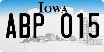 IA license plate ABP015