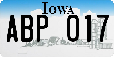 IA license plate ABP017